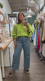 Chartreuse Scalloped Detail Top