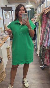 Kelly Green Scalloped Hem Dress