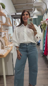 White Scalloped Detail Top