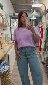 Lavender Drawstring Sleeves Top