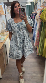 Floral Detail Denim Dress