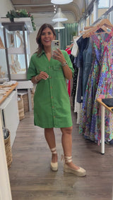 Green Contrast Stitch Dress