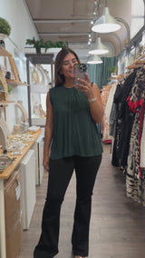 Hunter Green Pleated Flowy Top