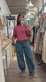 Pink & Brick Stripes Top