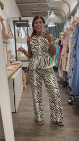 Zebra Print Top & Pants Set