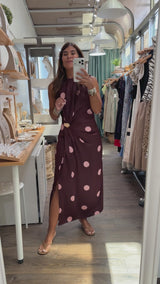 Burgundy Polka Dot Dress
