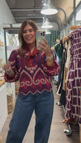 Brick Eyelet Detail Top