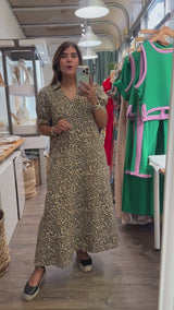 Leopard Print Collared Neck Dress