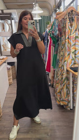 Black  Neck Detail Dress