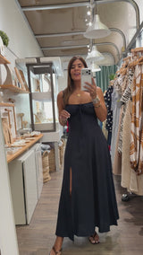 Navy Corset Maxi Dress