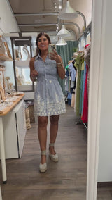 Blue Stripes & Eyelets Dress