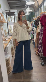 Almond Boho Flowy Top