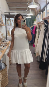 White Textured Bubble Dress