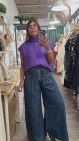 Purple Metallic Knitted Top