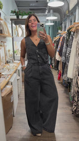 Black Denim Jumpsuit