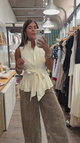 Ivory Front Knot Top