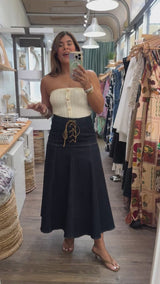 Dark Denim Midi Skirt