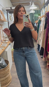 Black V-Neck Everyday Top