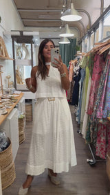 White Halter Top & Skirt Set