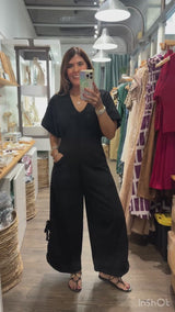 Black V-Neck Jumpsuit