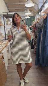 Striped Collared Neck Dress