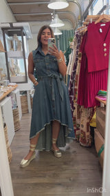 Denim Asymmetrical Hem Dress