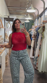Red Knitted Tank Top