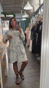 Silver & White Shirt Dress