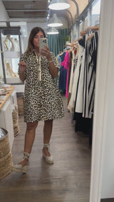 Leopard Print Neck Detail Dress