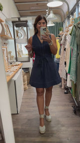 Navy Contrast Stitch Dress