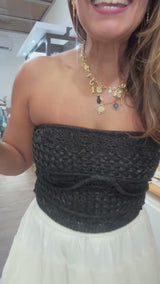 Black Knitted Strapless Top