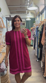Burgundy Contrast Shift Dress