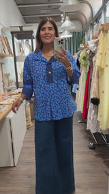 Blue Mix Leopard Print Top