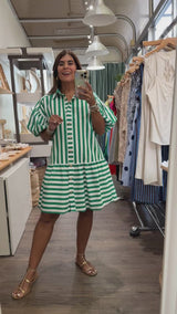 Green Stripes Drop Waist Dress