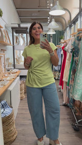 Green Front Knot Top