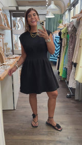 Black Cinched Waist Dress