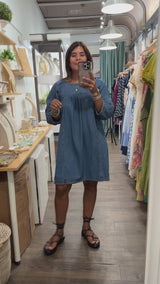 3/4 Sleeve Denim Dress