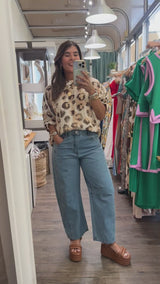 RE-STOCK Leopard Print Dolman Sleeves Top