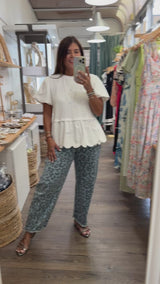 White Scalloped Hem Top