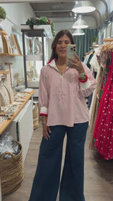 Red Stripes Half-Zip Top