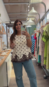 Ivory Polka Dots & Lace Top