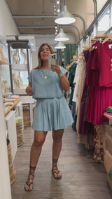 Light Denim Top & Skirt Set