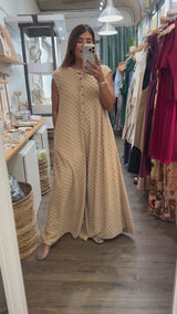 Sand Wide Leg Textured Jumpsuit