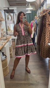 Leopard Print & Pink Trim Dress