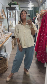 Taupe Stripes Tiered Top