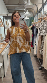 Caramel Abstract Print Top