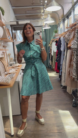 Blue Mix Tie Waist Dress