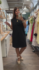 Black Gold Buttons Detail Dress