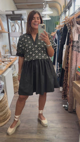 Black & Beige Contrast Dress