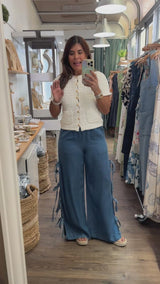 Light Denim Side Ties Pant